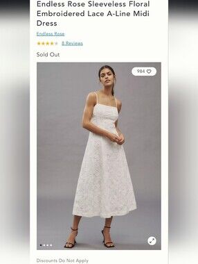 Anthropologie Endless Rose Embroidered Textured White Linen Dress S